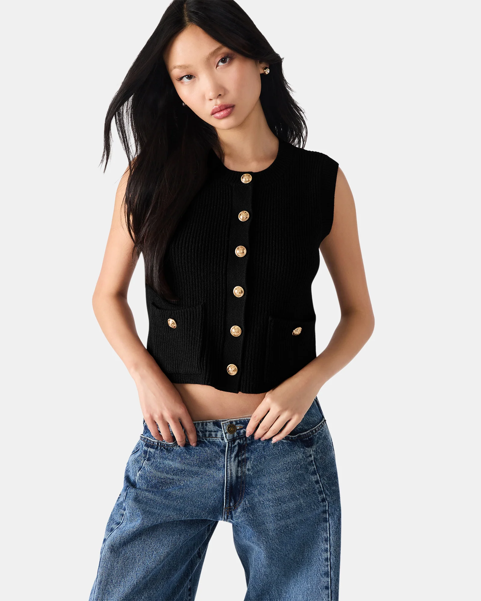 ALIYA SWEATER VEST BLACK