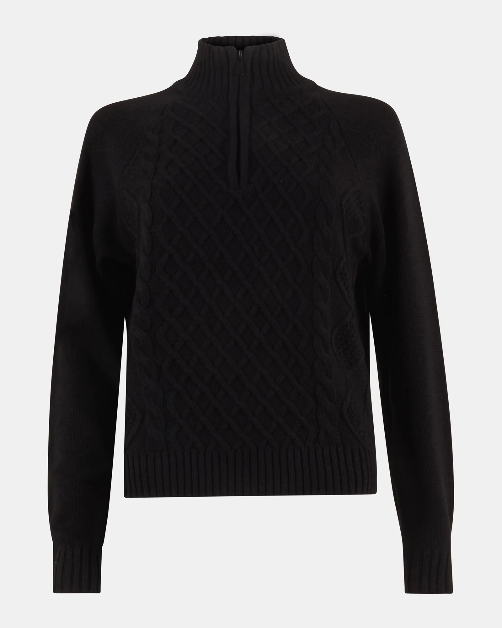 ALLY QUARTER ZIP SWEATER BLACK