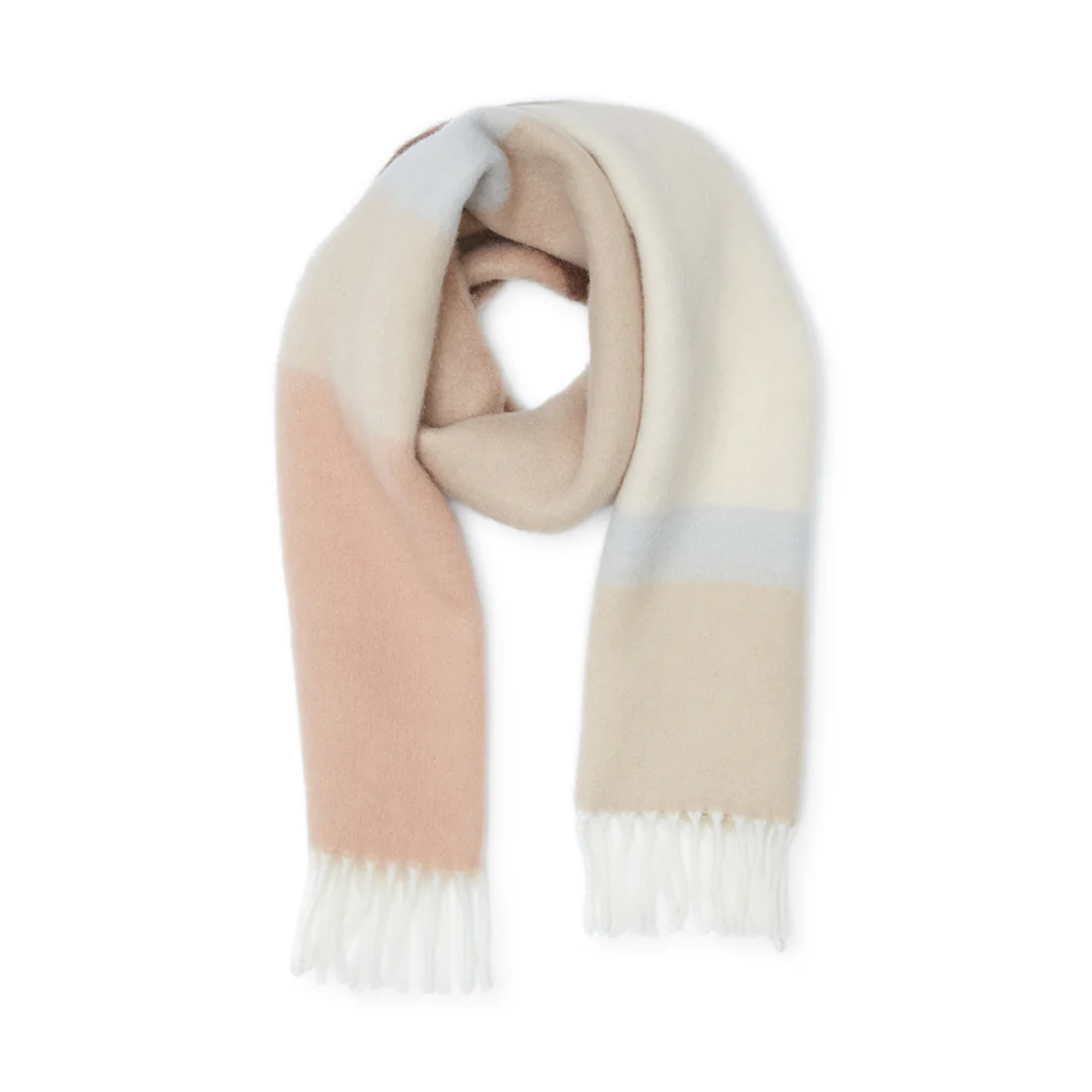 COLOURBLOCK FRINGE SCARF NATURAL MULTI